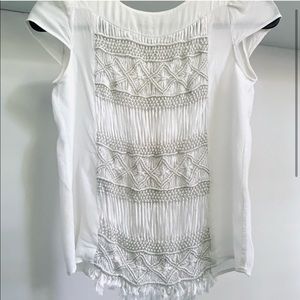 Zara Silky Short Sleeve Embroidered Blouse